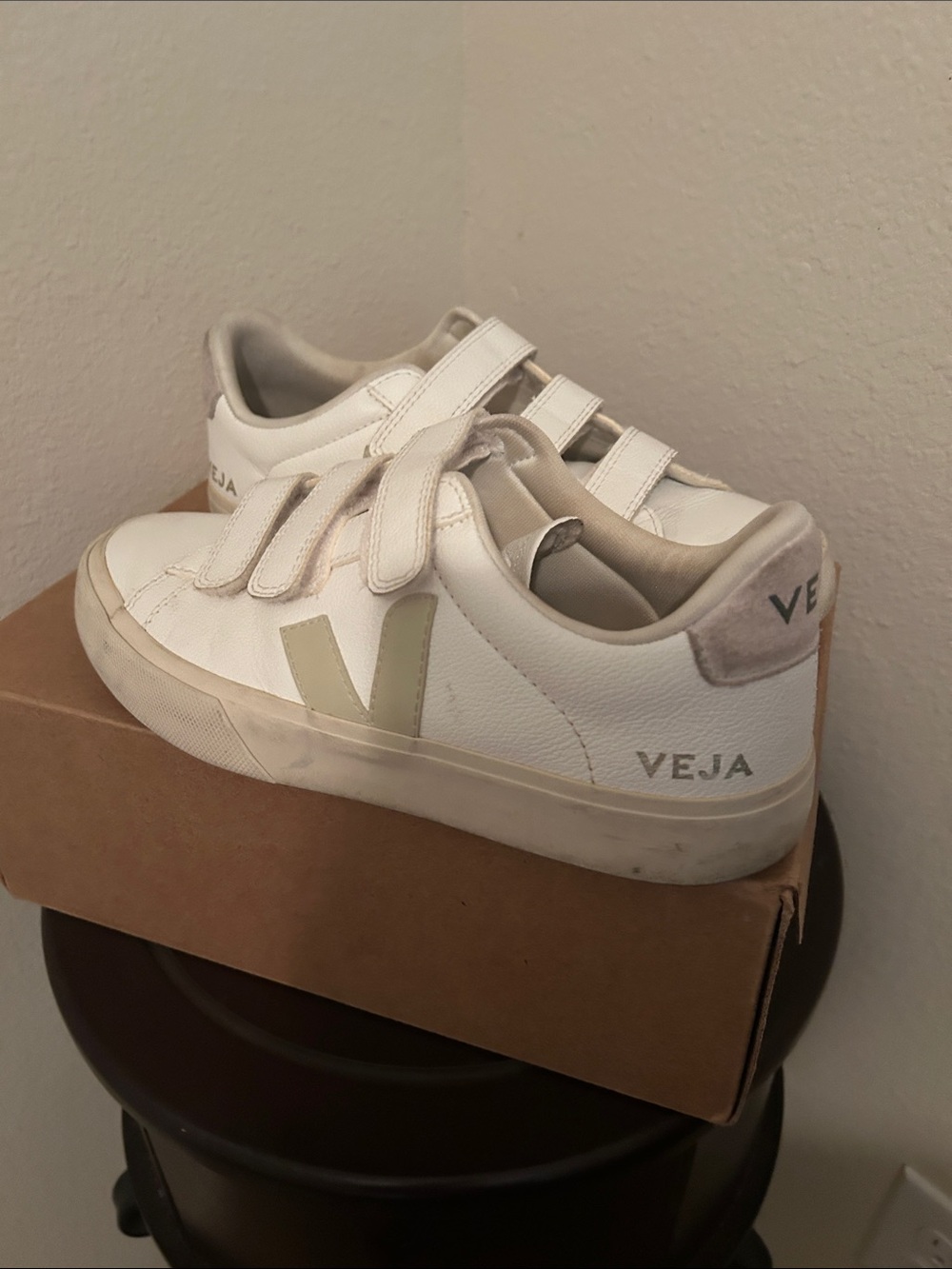 Veja Women’s White Sneakers with Cream V Accent